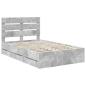Preview: Bettrahmen mit Kopfteil Beton Grau 135 x 190 cm Ingenieurs Holz