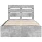 Preview: Bettrahmen mit Kopfteil Beton Grau 135 x 190 cm Ingenieurs Holz
