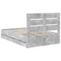 Preview: Bettrahmen mit Kopfteil Beton Grau 135 x 190 cm Ingenieurs Holz