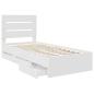Preview: Bettrahmen mit Schubladen Weiß 90 x 200 cm Ingenieurs Holz