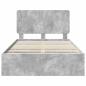 Preview: Bettrahmen mit Kopfteil Beton Grau 120 x 190 cm Ingenieurs Holz