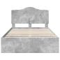 Preview: Bettrahmen mit Kopfteil Beton Grau 135 x 190 cm Ingenieurs Holz