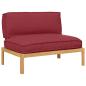 Preview: Sofa Set mit Kissen Weinrot 120 x 80 x 69 cm Massivholz Akazie