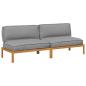 Preview: Sofa Set mit Kissen Uni Grau 240 x 80 x 69 cm Massivholz Akazie