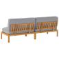 Preview: Sofa Set mit Kissen Uni Grau 240 x 80 x 69 cm Massivholz Akazie
