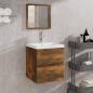 Preview: ARDEBO.de - Badschrank mit Spiegel Räuchereiche Holzwerkstoff