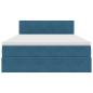 Preview: Bett mit Stauraum und LED Dunkelblau 140 x 190 cm Samt