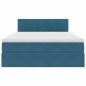 Preview: Bett mit Stauraum und LED Dunkelblau 140 x 190 cm Samt