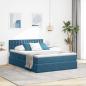 Preview: ARDEBO.de - Bett mit Stauraum und LED Dunkelblau 140 x 190 cm Samt