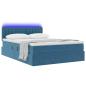 Preview: Bett mit Stauraum und LED Dunkelblau 140 x 190 cm Samt