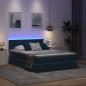 Preview: Bett mit Stauraum und LED Dunkelblau 140 x 190 cm Samt