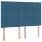Preview: ARDEBO.de - Bett mit Stauraum und LED Dunkelblau 140 x 190 cm Samt