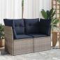 Preview: | Gartensofa | mit Kissen Grau 124 x 62 x 69cm Poly-Rattan