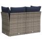 Preview: | Gartensofa | mit Kissen Grau 124 x 62 x 69cm Poly-Rattan