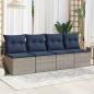 Preview: ARDEBO.de - | Gartensofa | mit Kissen Grau 220 x 62 x 69cm Poly-Rattan
