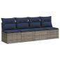 Preview: | Gartensofa | mit Kissen Grau 220 x 62 x 69cm Poly-Rattan