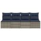 Preview: | Gartensofa | mit Kissen Grau 220 x 62 x 69cm Poly-Rattan