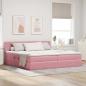 Preview: ARDEBO.de - LED-Speicherbett mit Matratze Rosa 200 x 200 cm Samt