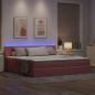Preview: LED-Speicherbett mit Matratze Rosa 200 x 200 cm Samt