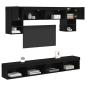 Preview: TV Wand Einheiten mit LED 6 pcs Schwarz Eichen-Optik Holzwerkstoff