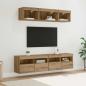 Preview: ARDEBO.de - TV Wand Einheiten mit LED 5 Stück Artisan-Eiche 80 x 30 x 40 cm