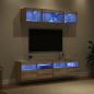 Preview: TV Wand Einheiten mit LED 5 Stück Artisan-Eiche 80 x 30 x 40 cm
