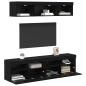Preview: TV Wand Einheiten mit LED 5 Stück Schwarz Eichen-Optik 80 x 30 x 40 cm