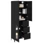 Preview: Highboard Schwarz Eichen-Optik 69,5 x 34 x 180 cm Holzwerkstoff