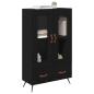 Preview: Highboard Schwarz Eichen-Optik 69,5 x 31 x 115 cm