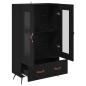 Preview: Highboard Schwarz Eichen-Optik 69,5 x 31 x 115 cm