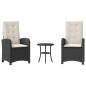 Preview: 3-tlg. Bistro-Set mit Kissen Schwarz Poly Rattan