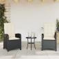 Preview: 3-tlg. Bistro-Set mit Kissen Schwarz Poly Rattan