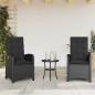 Preview: 3-tlg. Bistro-Set mit Kissen Schwarz Poly Rattan