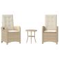 Preview: ARDEBO.de - 3-tlg. Bistro-Set mit Kissen Beige Poly Rattan
