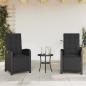 Preview: 3-tlg. Bistro-Set mit Kissen Schwarz Poly Rattan