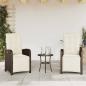Preview: 3-tlg. Bistro-Set mit Kissen Braun Poly Rattan