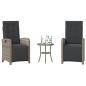 Preview: ARDEBO.de - 3-tlg. Bistro-Set mit Kissen Grau Poly Rattan