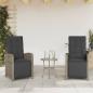 Preview: 3-tlg. Bistro-Set mit Kissen Grau Poly Rattan
