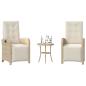 Preview: ARDEBO.de - 3-tlg. Bistro-Set mit Kissen Beige Poly Rattan