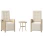 Preview: 3-tlg. Bistro-Set mit Kissen Beige Poly Rattan