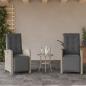Preview: 3-tlg. Bistro-Set mit Kissen Hellgrau Poly Rattan