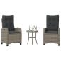 Preview: ARDEBO.de - 3-tlg. Bistro-Set mit Kissen Grau Poly Rattan