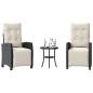 Preview: ARDEBO.de - 3-tlg. Bistro-Set mit Kissen Schwarz Poly Rattan