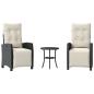 Preview: 3-tlg. Bistro-Set mit Kissen Schwarz Poly Rattan