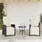 Preview: 3-tlg. Bistro-Set mit Kissen Schwarz Poly Rattan