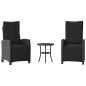Preview: 3-tlg. Bistro-Set mit Kissen Schwarz Poly Rattan
