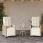 Preview: 3-tlg. Bistro-Set mit Kissen Beige Poly Rattan