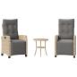 Preview: ARDEBO.de - 3-tlg. Bistro-Set mit Kissen Beigemischung Poly Rattan