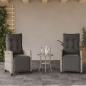Preview: 3-tlg. Bistro-Set mit Kissen Hellgrau Poly Rattan