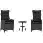 Preview: 3-tlg. Bistro-Set mit Kissen Schwarz Poly Rattan